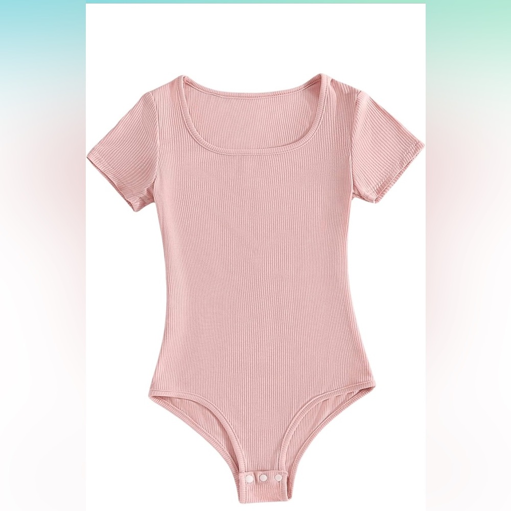 Pink Ribbed Short Sleeve Girls Bodysuit NWOT